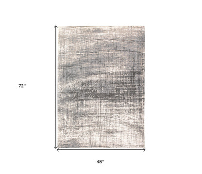 5' X 7' Gray and White Abstract Non Skid Area Rug