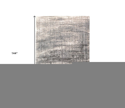 9' X 13' Gray and White Abstract Non Skid Area Rug