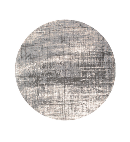 5' Gray and White Round Abstract Non Skid Area Rug