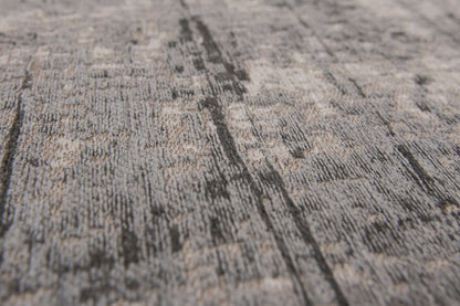 8' Gray and White Round Abstract Non Skid Area Rug