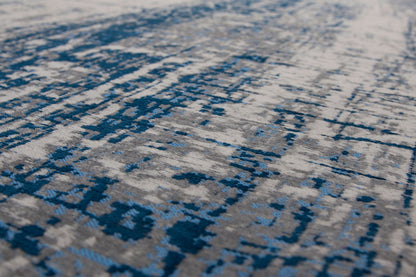 3' X 5' Blue and Gray Abstract Non Skid Area Rug