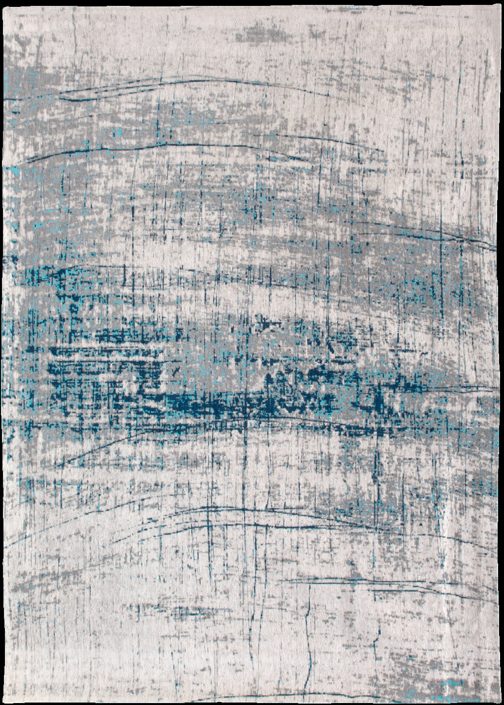 3' X 5' Blue and Gray Abstract Non Skid Area Rug