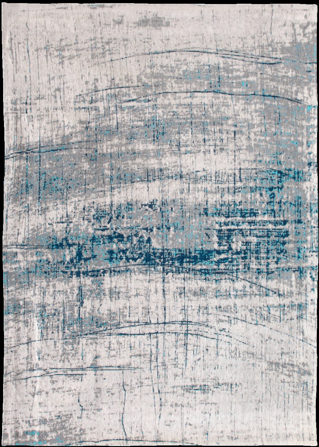 5' X 7' Blue and Gray Abstract Non Skid Area Rug