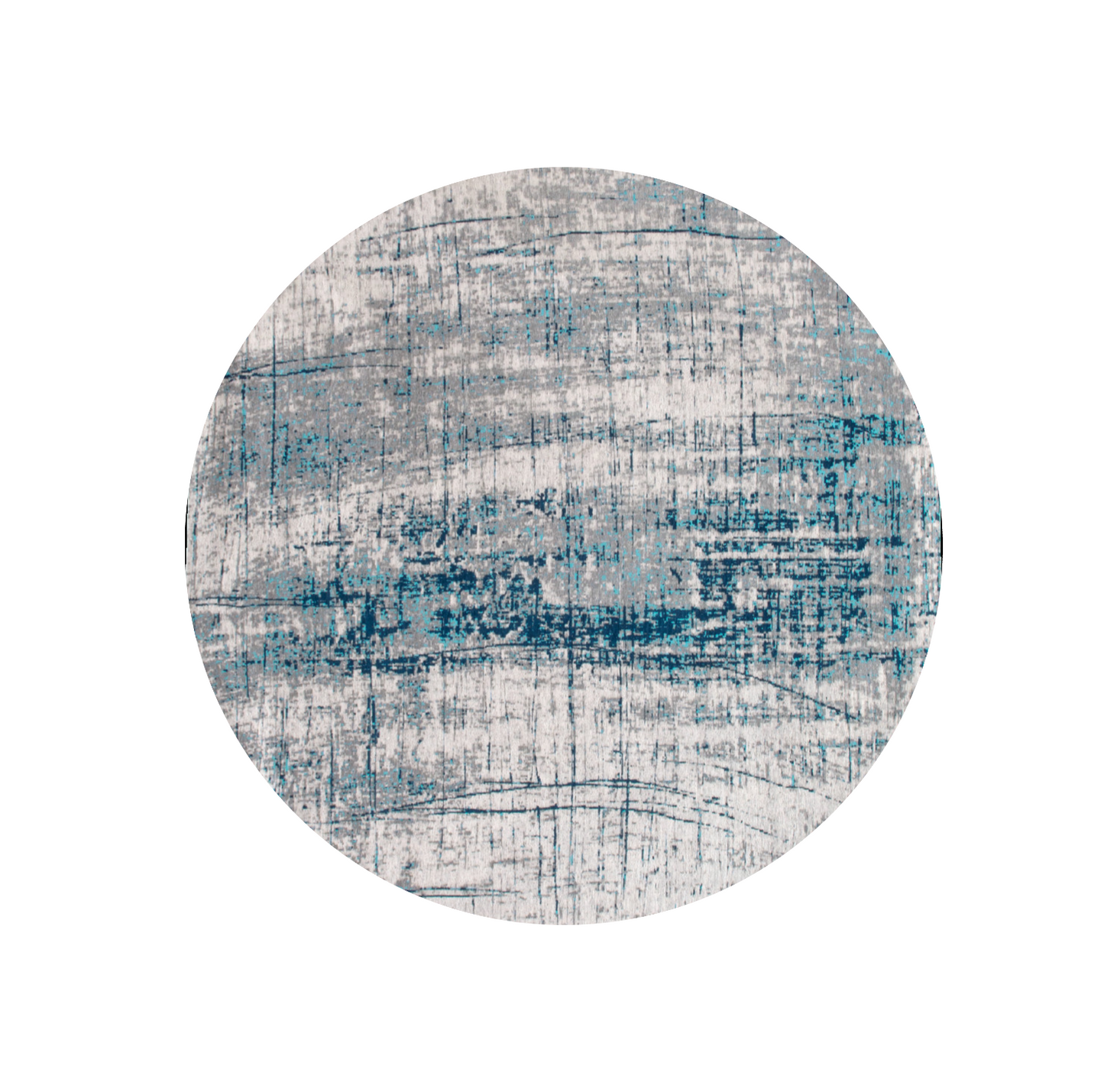 5' Blue and Gray Round Abstract Non Skid Area Rug