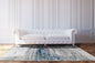 8' Blue and Gray Round Abstract Non Skid Area Rug
