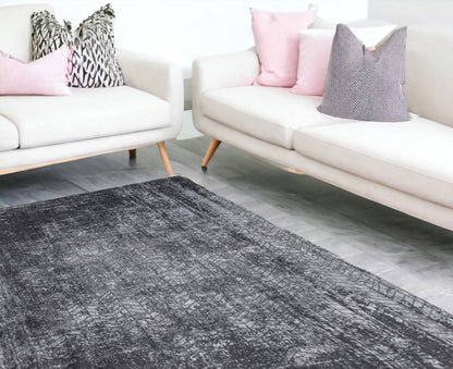 6' X 8' Black and Gray Chevron Non Skid Area Rug