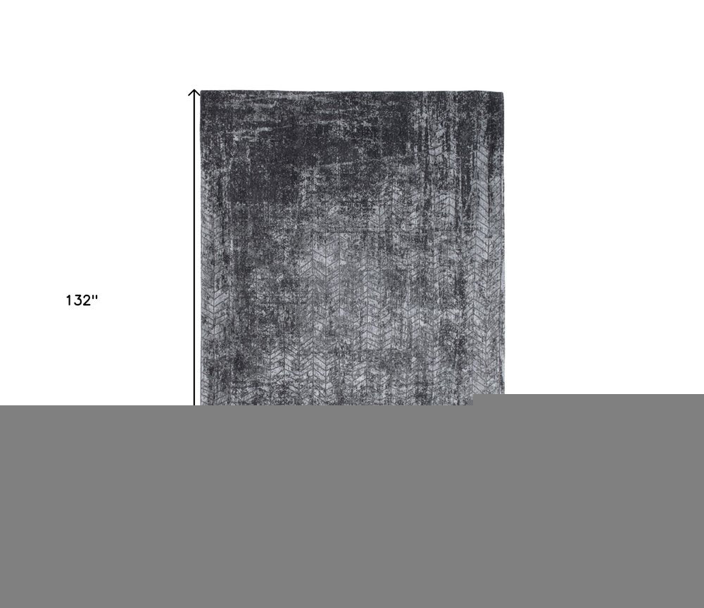 8' X 11' Black and Gray Chevron Non Skid Area Rug
