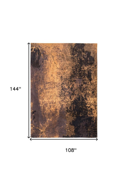 9' X 13' Yellow and Brown Abstract Non Skid Area Rug