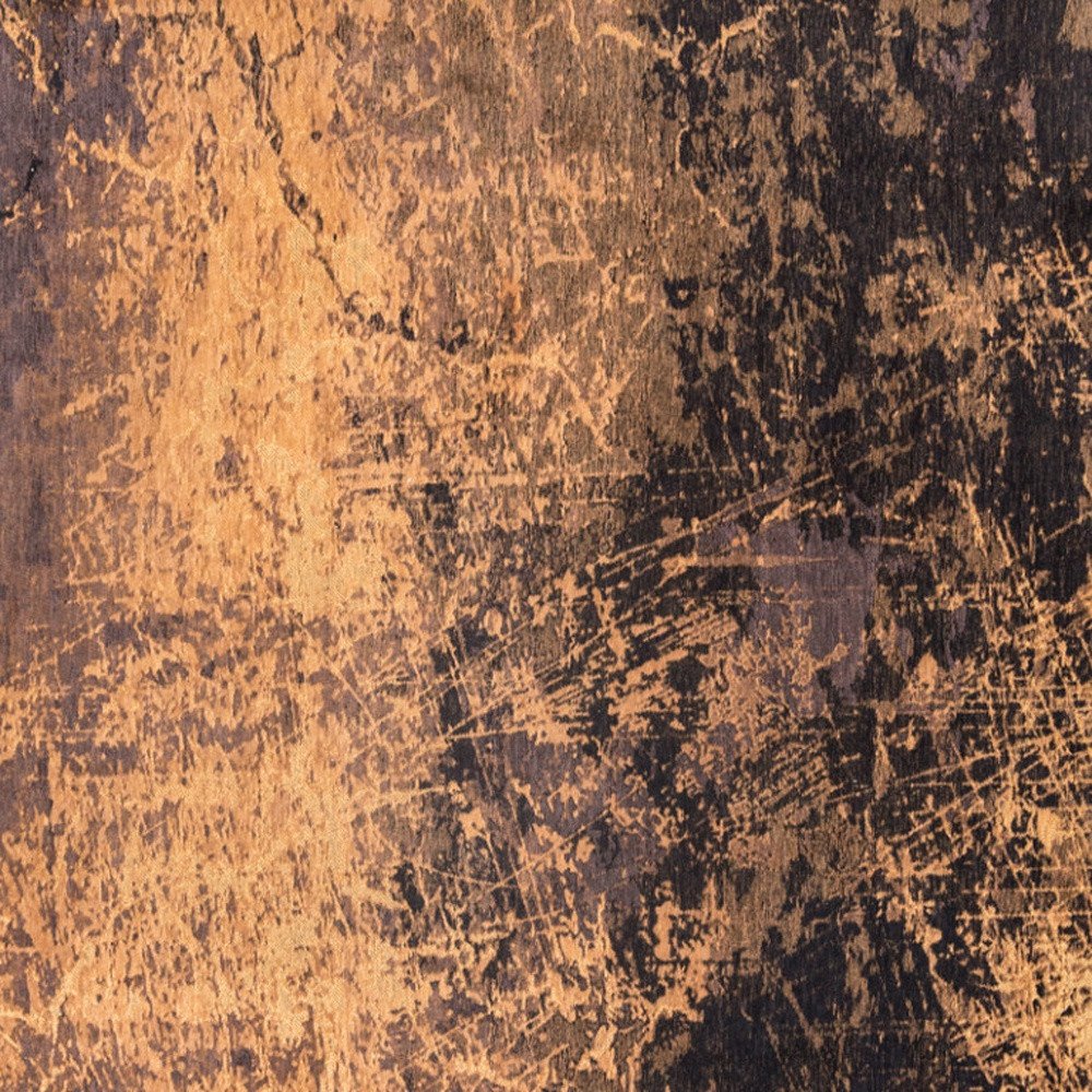 5' Yellow and Brown Round Abstract Non Skid Area Rug