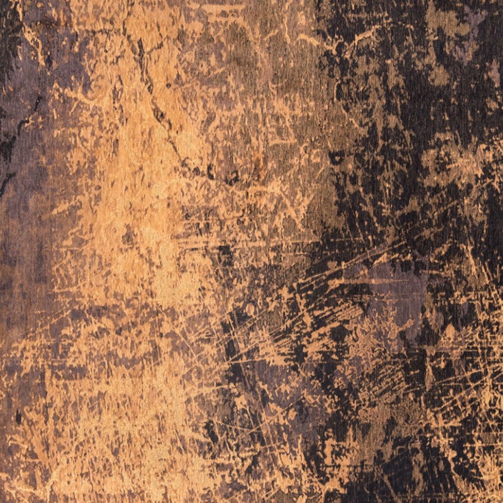 8' Yellow and Brown Round Abstract Non Skid Area Rug