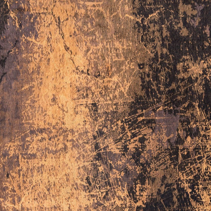 8' Yellow and Brown Round Abstract Non Skid Area Rug