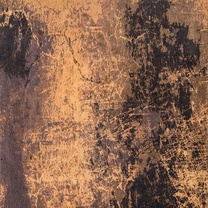 8' Yellow and Brown Round Abstract Non Skid Area Rug