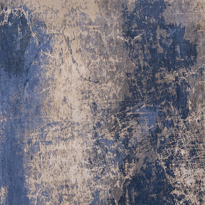 3' X 5' Blue and Gray Abstract Non Skid Area Rug