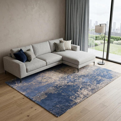 9' X 13' Blue and Gray Abstract Non Skid Area Rug
