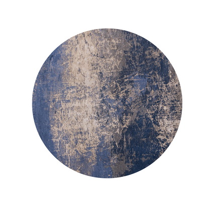 5' Blue and Gray Round Abstract Non Skid Area Rug