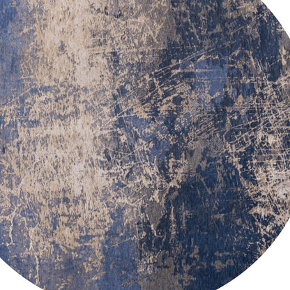 8' Blue and Gray Round Abstract Non Skid Area Rug