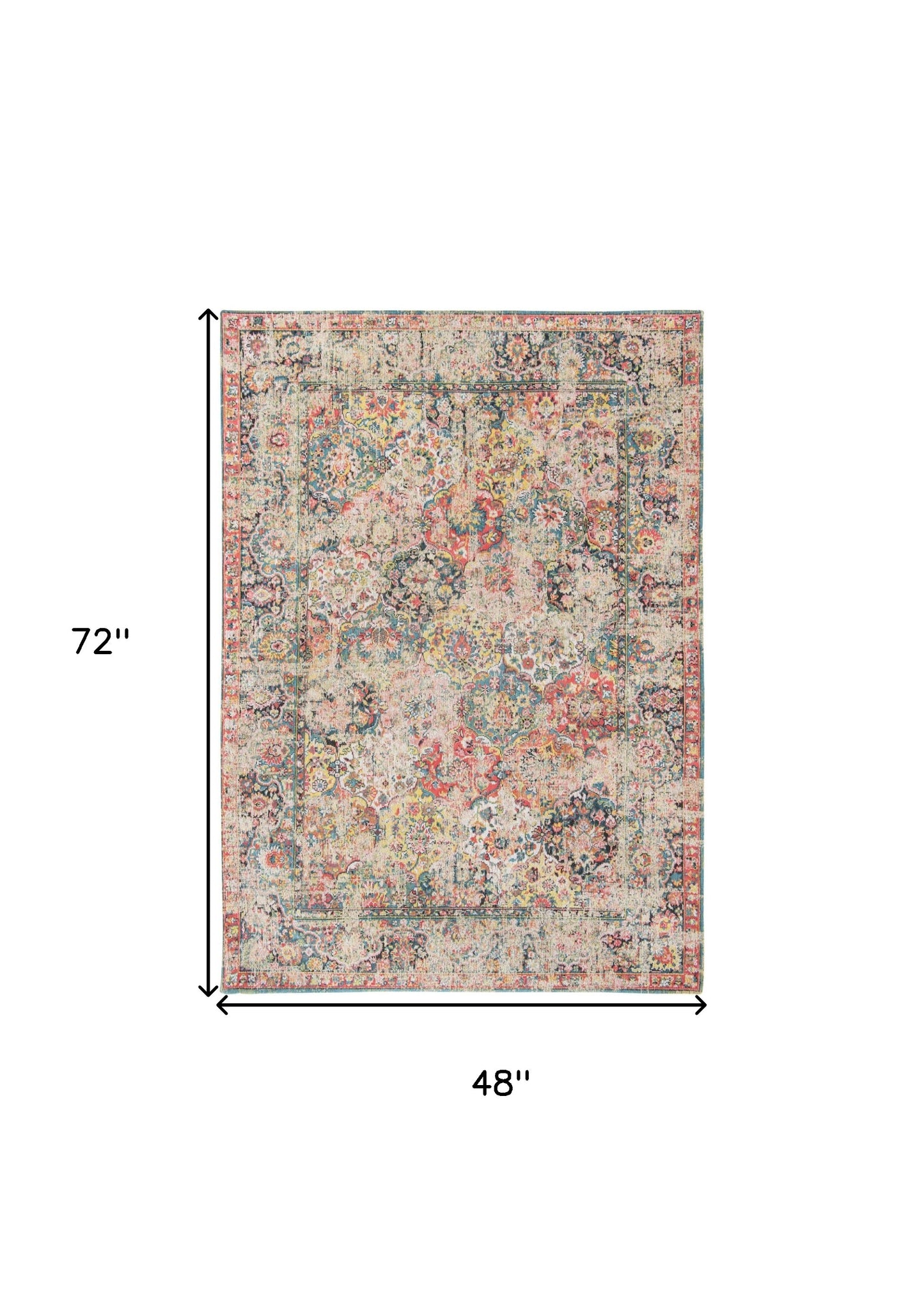 5' X 7' Red Oriental Non Skid Area Rug