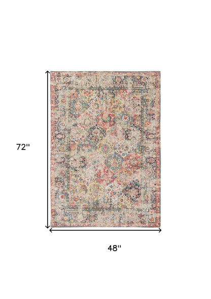 5' X 7' Red Oriental Non Skid Area Rug