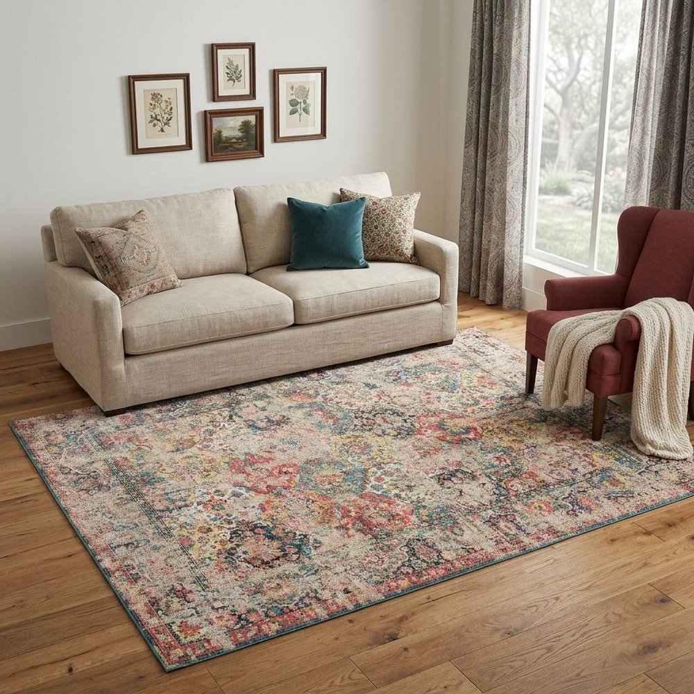 6' X 8' Red Oriental Non Skid Area Rug