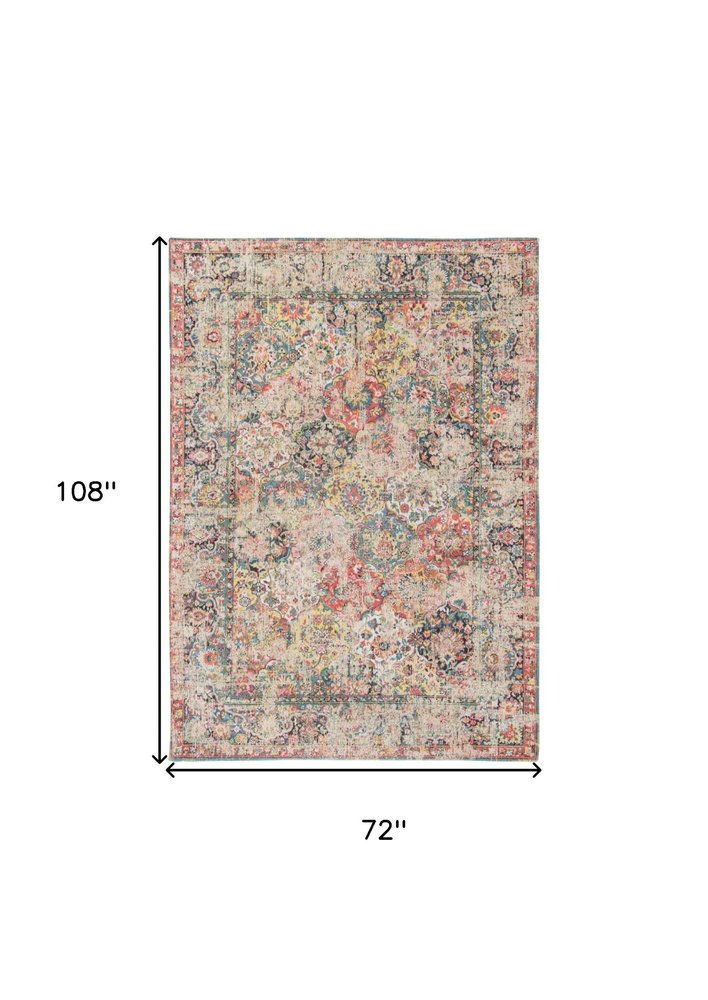 7' X 9' Red Oriental Non Skid Area Rug