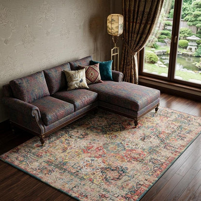 7' X 9' Red Oriental Non Skid Area Rug