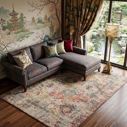 8' X 11' Red Oriental Non Skid Area Rug