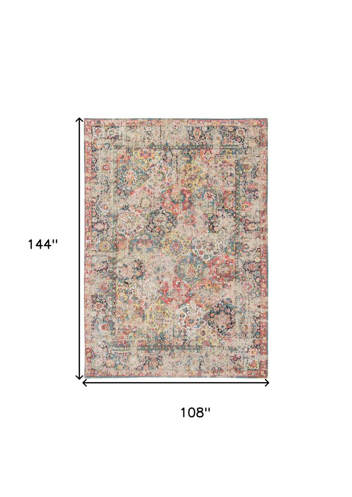 9' X 13' Red Oriental Non Skid Area Rug