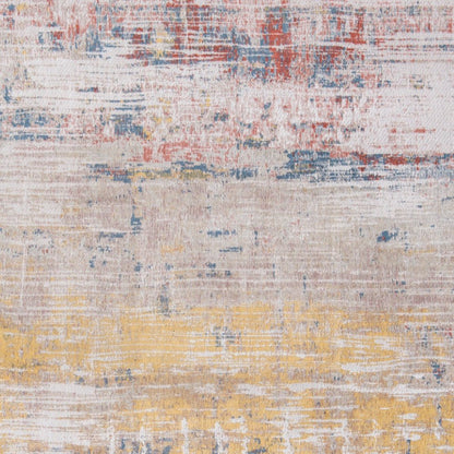 5' X 7' White Abstract Non Skid Area Rug