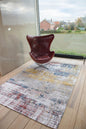 7' X 9' White Abstract Non Skid Area Rug
