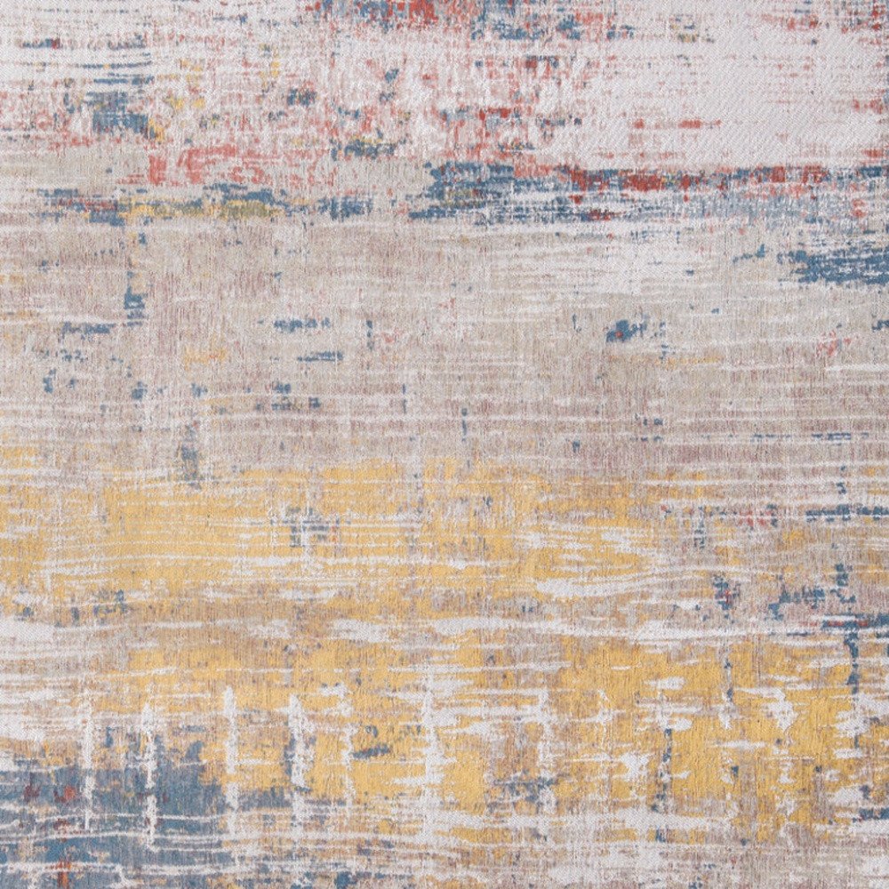 7' X 9' White Abstract Non Skid Area Rug