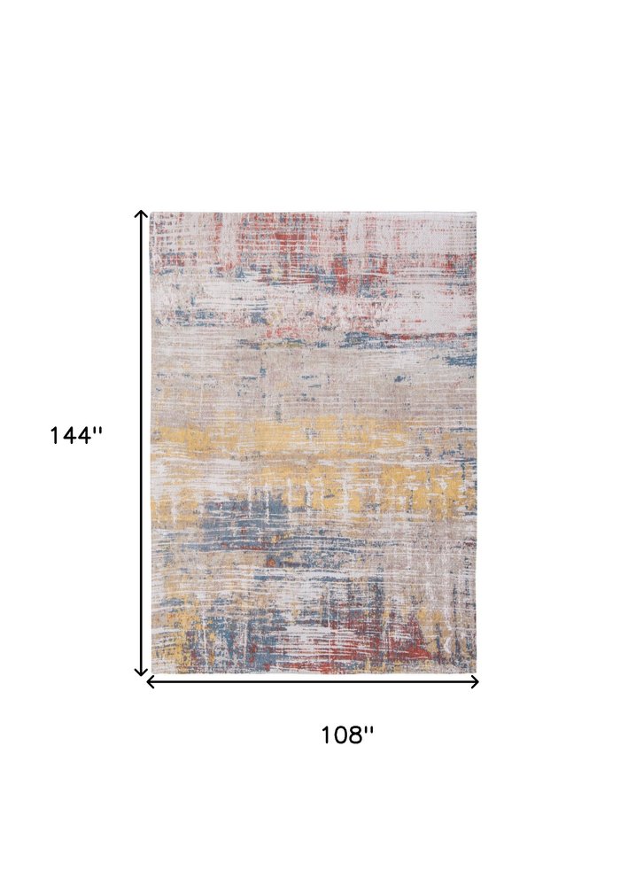 9' X 13' White Abstract Non Skid Area Rug