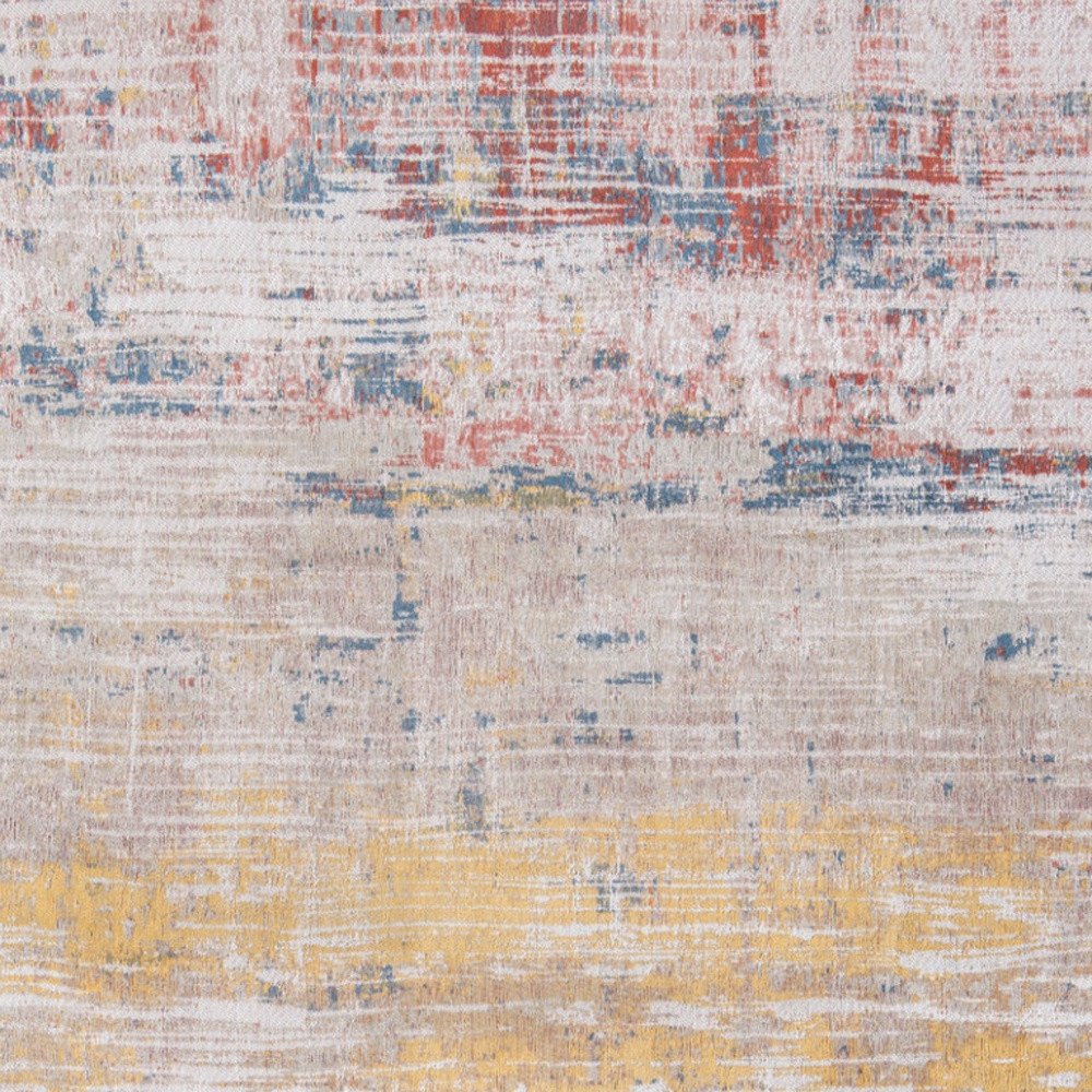 5' White Round Abstract Non Skid Area Rug