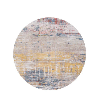 5' White Round Abstract Non Skid Area Rug