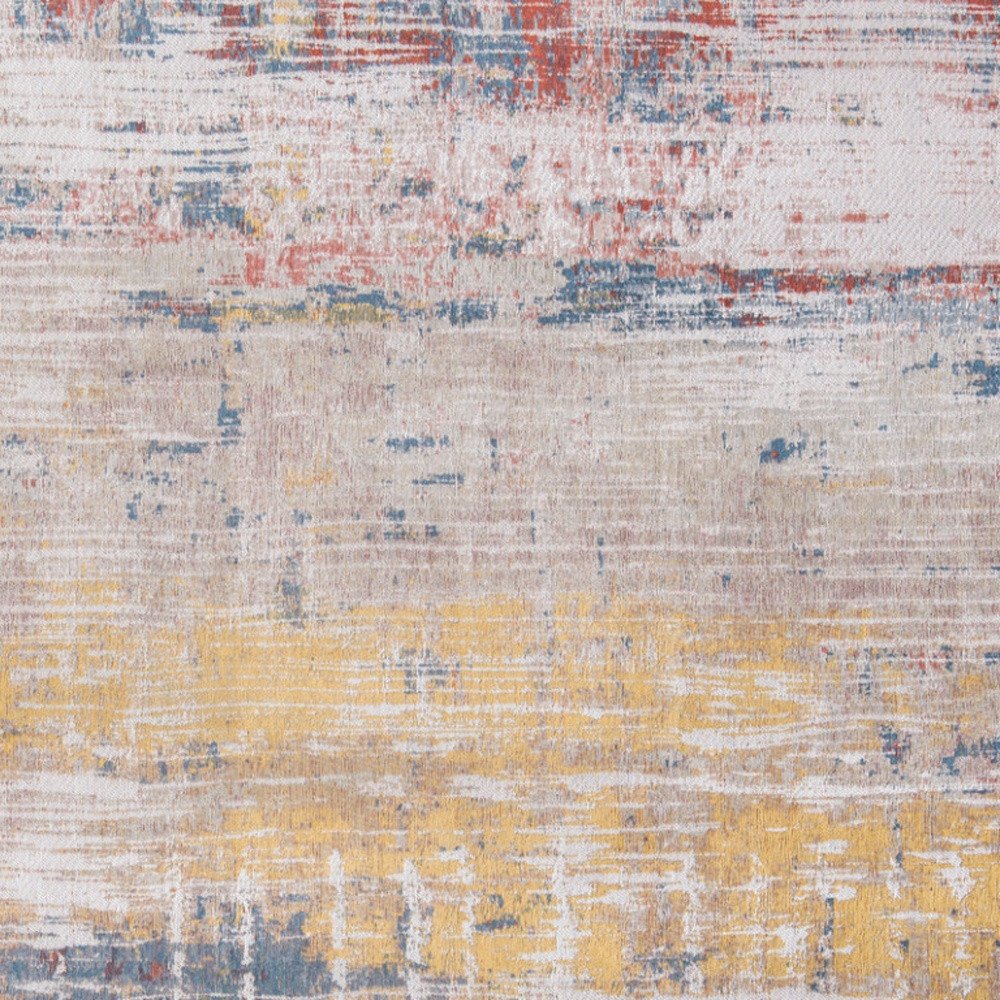 8' White Round Abstract Non Skid Area Rug