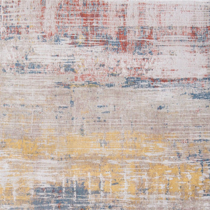 8' White Round Abstract Non Skid Area Rug