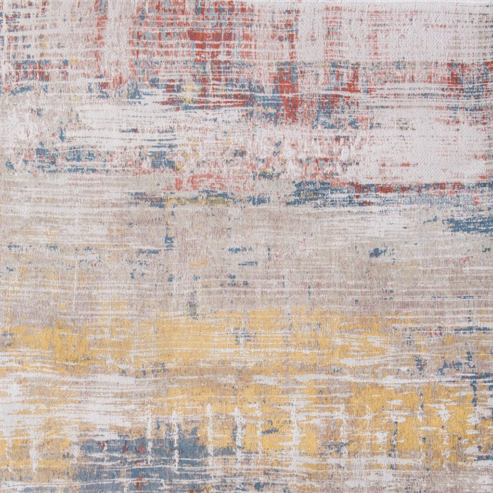 8' White Round Abstract Non Skid Area Rug