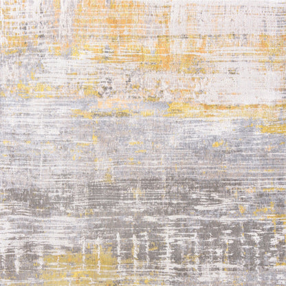 3' X 5' Gray and Yellow Abstract Non Skid Area Rug