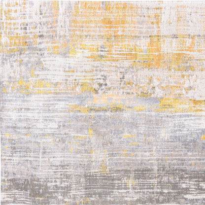 6' X 8' Gray and Yellow Abstract Non Skid Area Rug