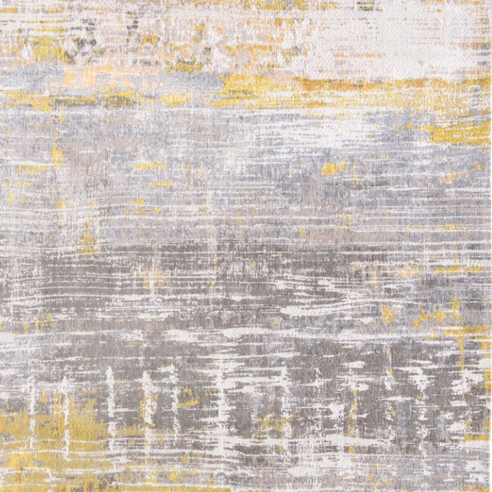 7' X 9' Gray and Yellow Abstract Non Skid Area Rug