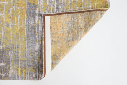 9' X 13' Gray and Yellow Abstract Non Skid Area Rug