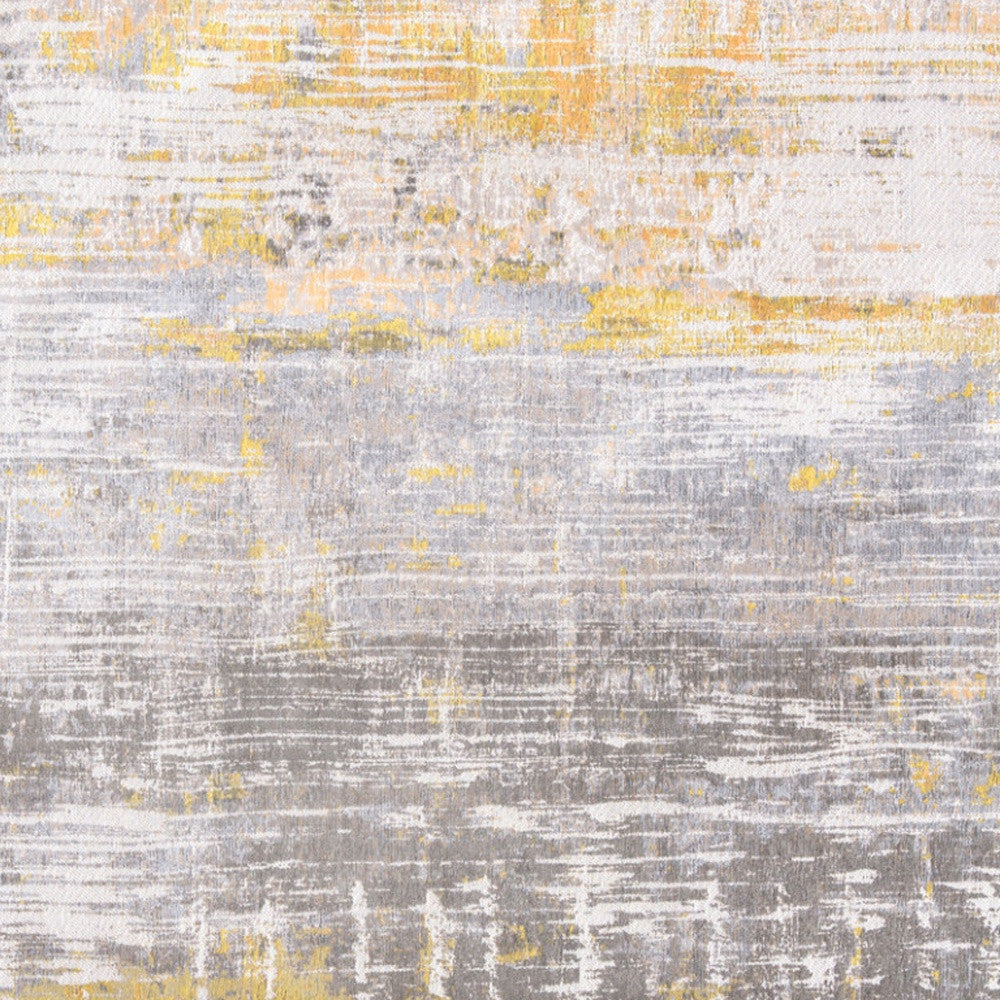 9' X 13' Gray and Yellow Abstract Non Skid Area Rug