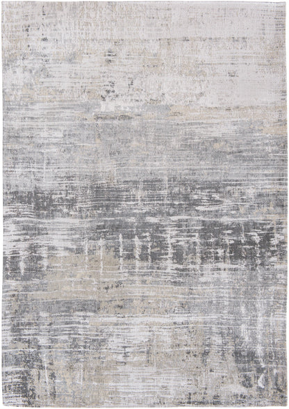 3' X 5' Gray and White Abstract Non Skid Area Rug