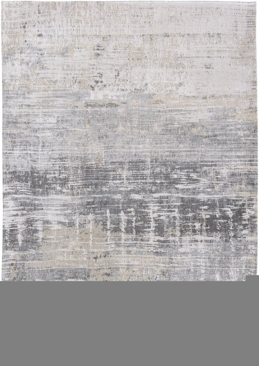 3' X 5' Gray and White Abstract Non Skid Area Rug