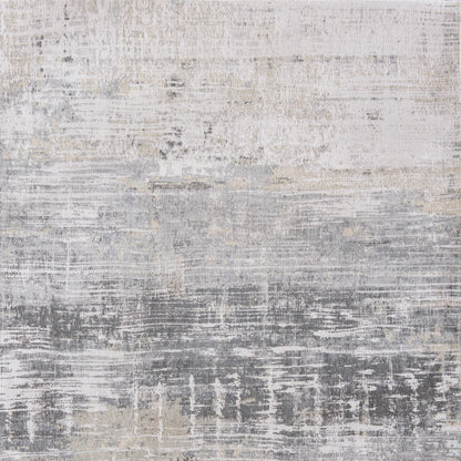 3' X 5' Gray and White Abstract Non Skid Area Rug