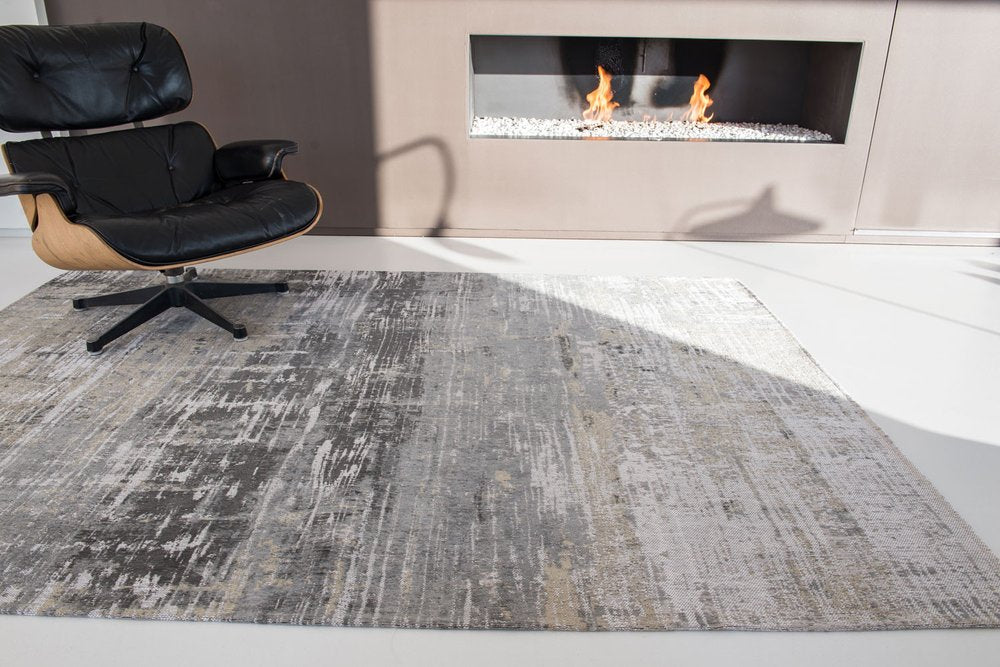 5' X 7' Gray and White Abstract Non Skid Area Rug