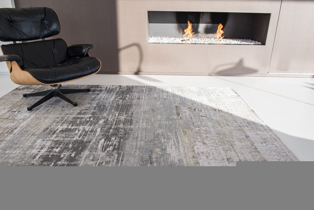 6' X 8' Gray and White Abstract Non Skid Area Rug