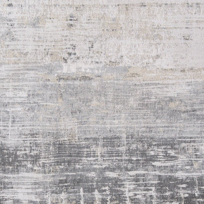 7' X 9' Gray and White Abstract Non Skid Area Rug