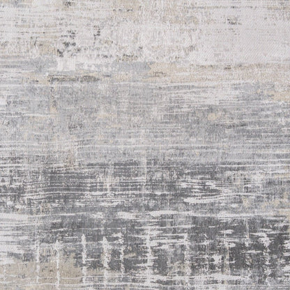 9' X 13' Gray and White Abstract Non Skid Area Rug