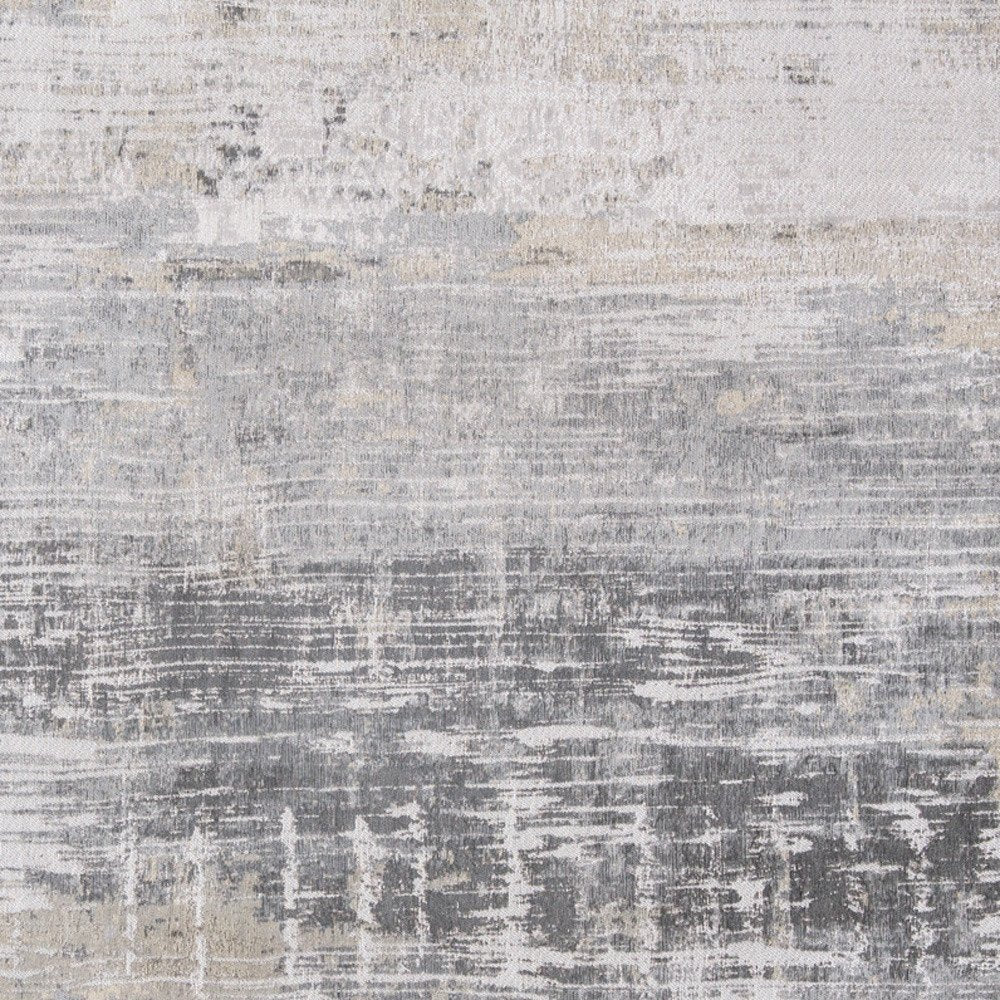 9' X 13' Gray and White Abstract Non Skid Area Rug