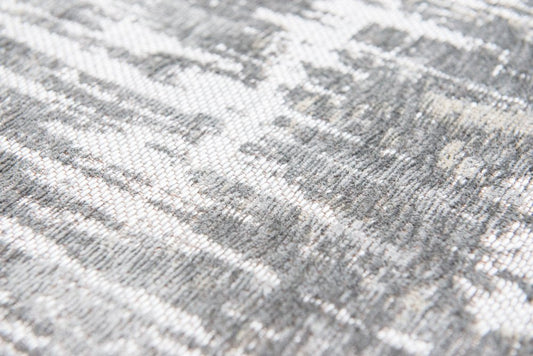 5' Gray and White Round Abstract Non Skid Area Rug